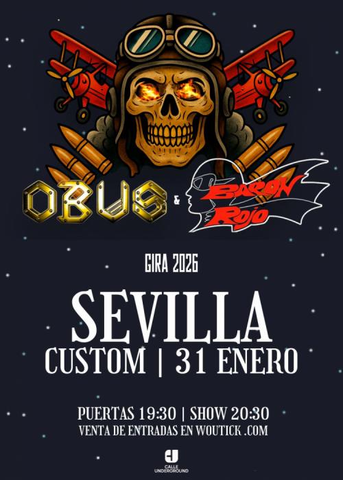 Cartel de Concierto de Barón Rojo + Obús en Sevilla