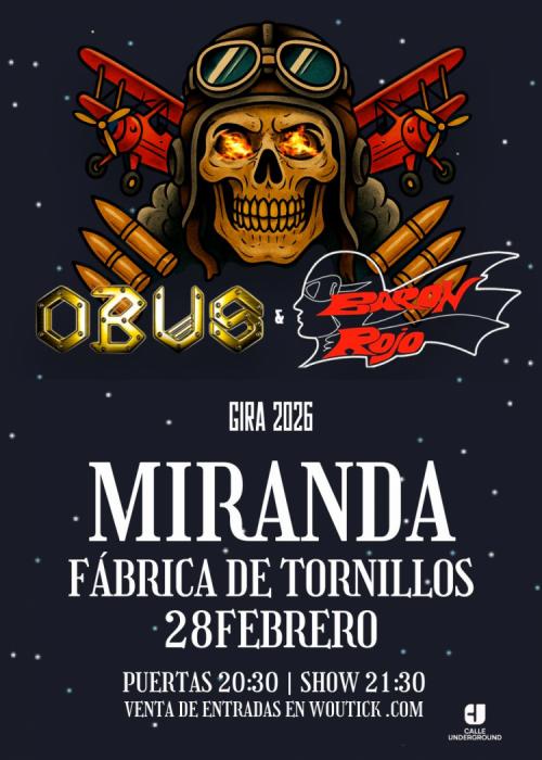 Cartel de Concierto de Barón Rojo + Obús en Miranda de Ebro
