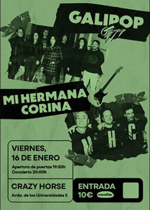 Cartel de Concierto de MI HERMANA CORINA+ GALIPOP en Bilbao