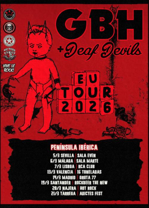 Cartel de Concierto de GBH + Deaf Devils en Sevilla