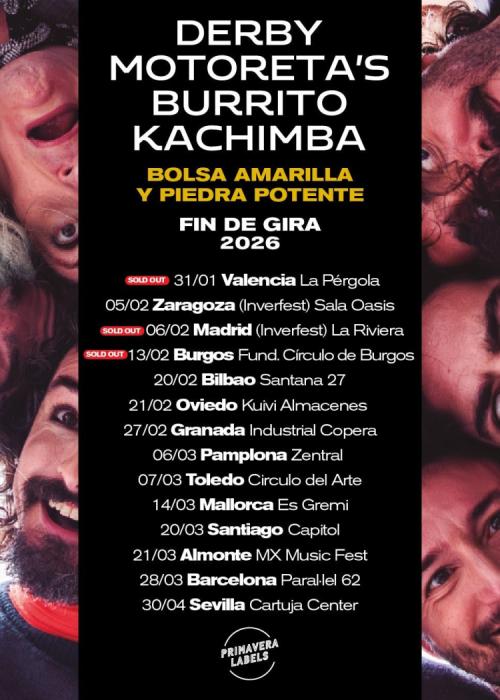 Cartel de Concierto de Derby Motoreta's Burrito Kachimba en Sevilla