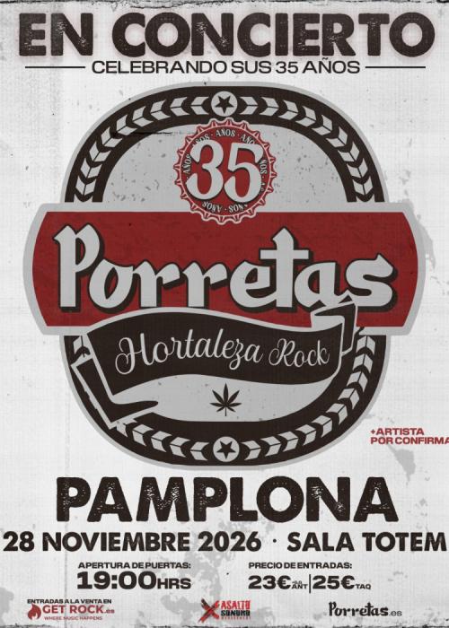 Cartel de Concierto de Porretas en Pamplona