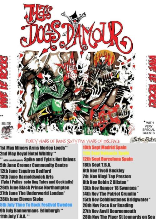 Cartel de Concierto de Tyla's Dogs D'Amour en Barcelona