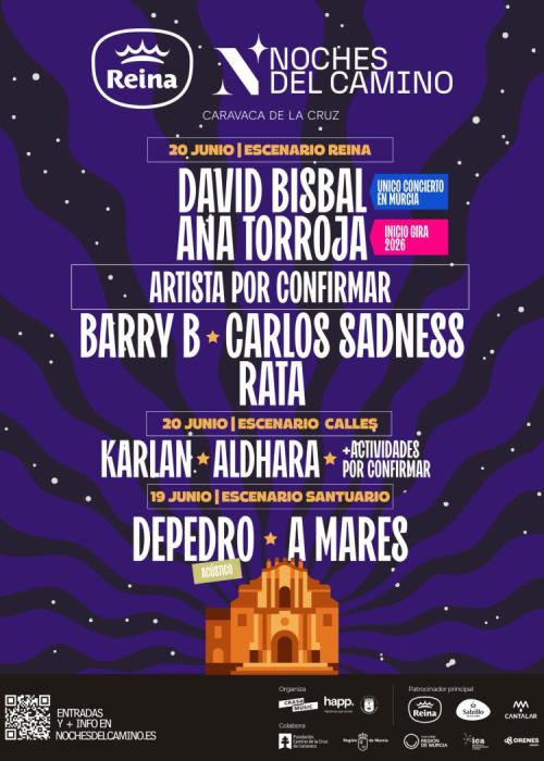 Cartel de David Bisbal + Ana Torroja + Barry B + Carlos Sadness en Caravaca de la Cruz