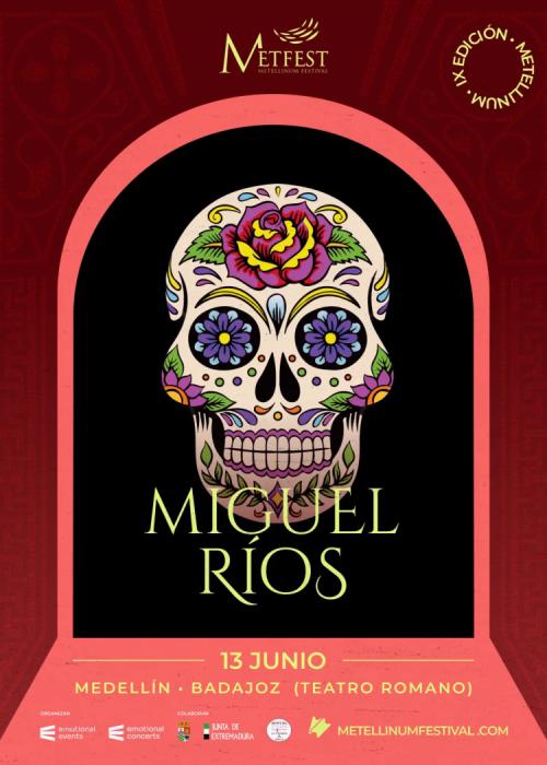 Cartel de Concierto de Miguel Ríos en Medellín - Badajoz