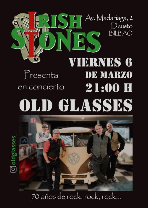 Cartel de Old Glasses en el Irish Stones de Deusto