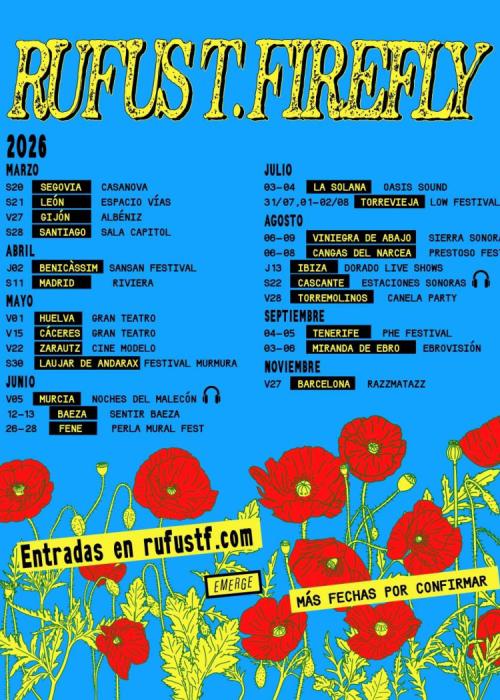 Cartel de Concierto de Rufus T. Firefly en Zarautz