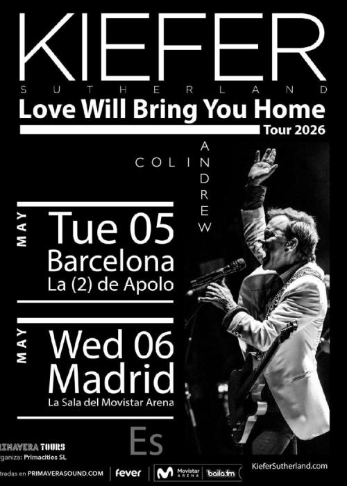 Cartel de Concierto de Kiefer Sutherland en Barcelona