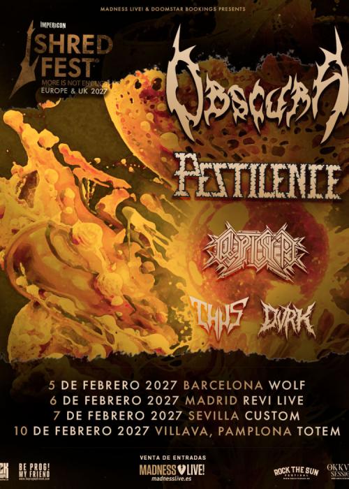 Cartel de Concierto de Obscura + Pestilence en Madrid
