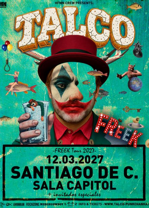 Cartel de Concierto de Talco en Santiago de Compostela