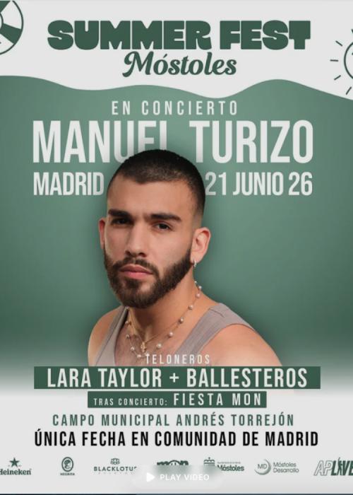 Cartel de Concierto de Manuel Turizo en Madrid