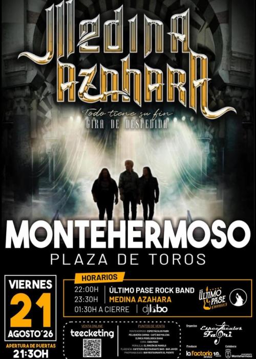 Cartel de Concierto de Medina Azahara en Montehermoso - Cáceres