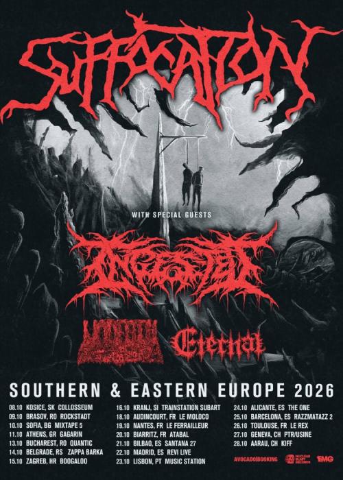 Cartel de Suffocation + Ingested + Undeath en Barcelona