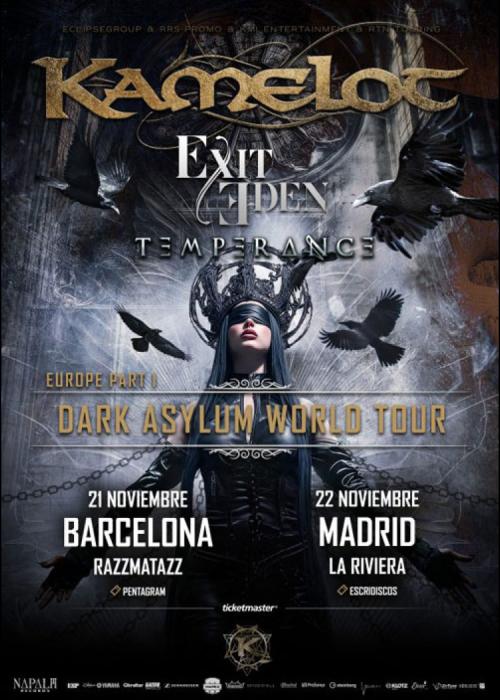 Cartel de Concierto de Kamelot + Exit Eden + Temperance en Madrid