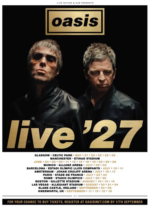 Cartel de Concierto de Oasis en Barcelona (10 de Julio)