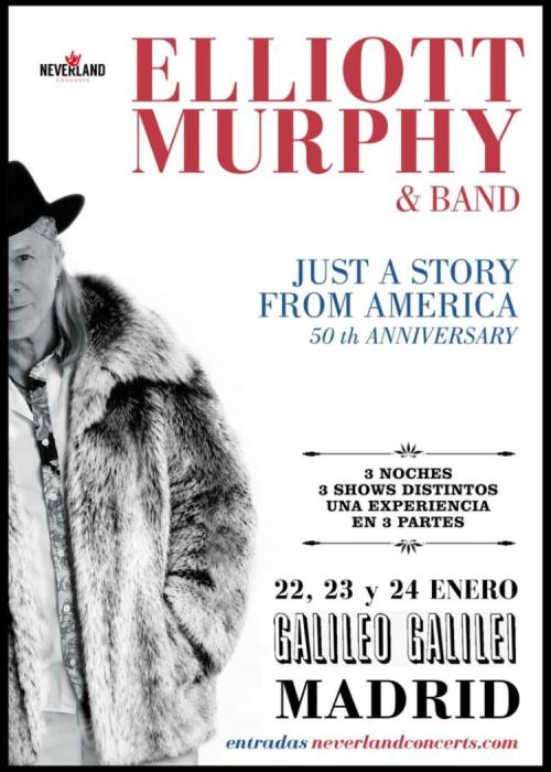 Cartel de Concierto de Elliott Murphy en Madrid (23 de Enero)