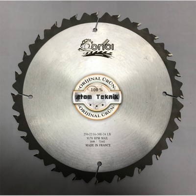 ONCI ELMASLI DAİRE TESTERE BIÇAĞI AHŞAP KESİM 250 Mm X 24 Diş