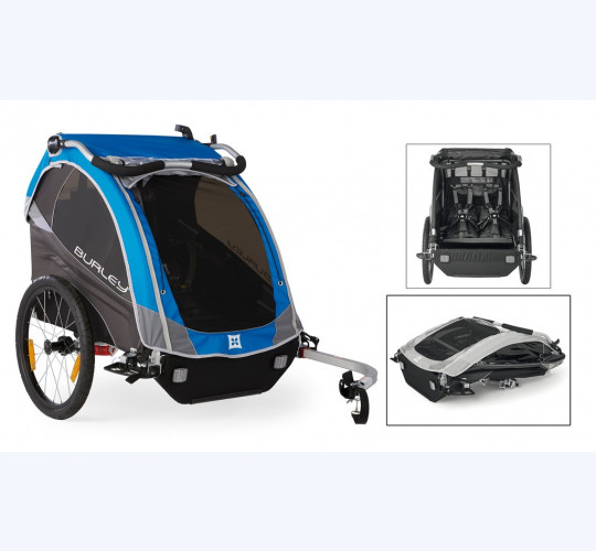 Fahrrad-Kinder-Anhänger Burley D`Lite blau, 2 Sitzplätze