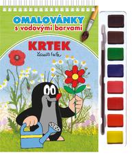 Krtek omalovánka s vodovými barvami a štětcem