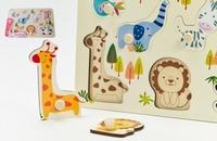 Teddies vkládačka/puzzle deskové obrysové zoo dřevo 30x21cm ve fólii