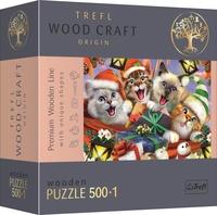 TREFL Wood Craft Origin puzzle Vánoční kočky 501 dílků