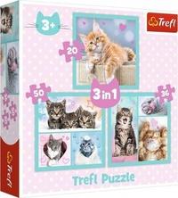 TREFL 34862 Puzzle Sladká koťátka 3v1 (20,36,50 dílků)