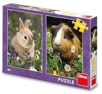 DINO Puzzle Králíček a morče 2x48 dílků