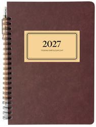 Diář 2027 týdenní s tužkou RETRO, sloupcový, vínový