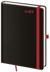 Denní diář 2027 A5 Black Red s poutkem