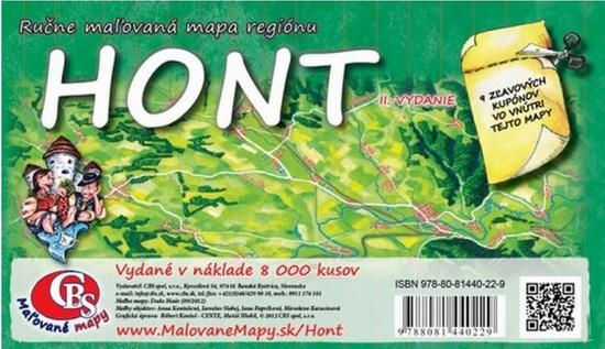Levně Ručne maľovaná mapa regiónu Hont