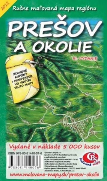 Ručne maľovaná mapa regiónu Prešov a okolie - 978-80-8144-007-6