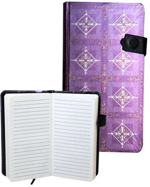 Ivana Kohoutová zápisník s magnetickým klipem 85 x 160 mm fialový se zlatobílým ornamentem B