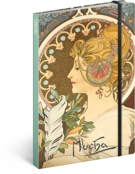 Notes Alfons Mucha Pero nelinkovaný 13 x 21 cm