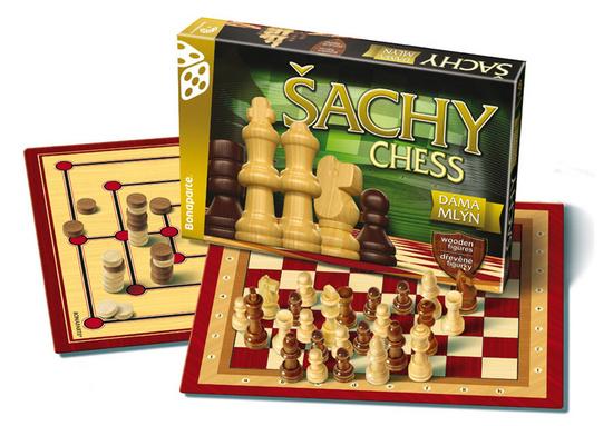 Levně Společenská hra Šachy, Dáma, Mlýn