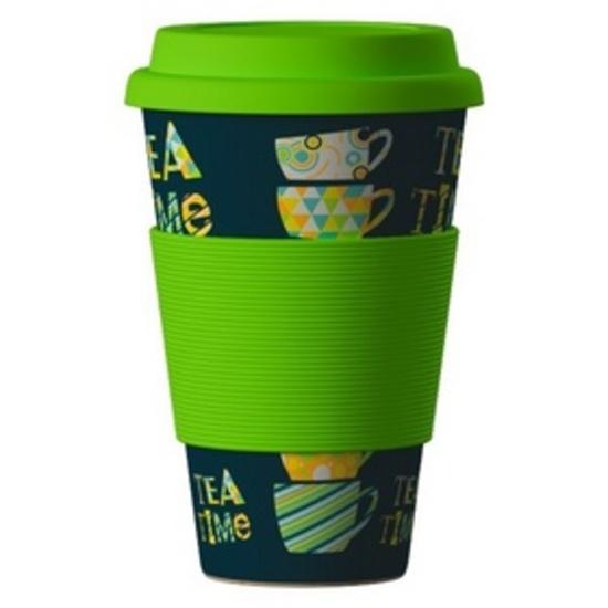 Termohrnek Bamboo Cup 400ml Tea Time Green