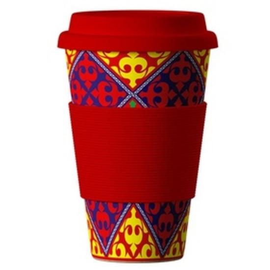 Termohrnek Bamboo Cup 400ml Ornaments Red