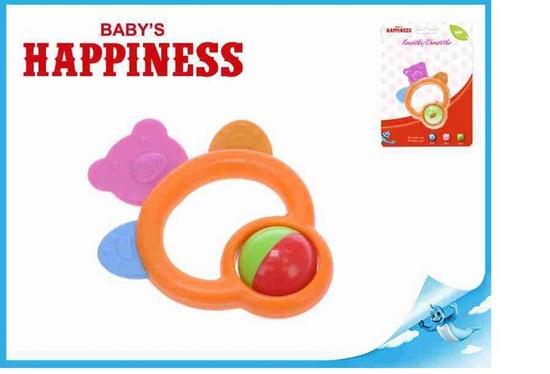 Baby´s Happiness Kousátko medvídek 11x9cm s chrastítkem