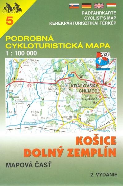 Podrobná cykloturistická mapa Košice, Dolný Zemplín