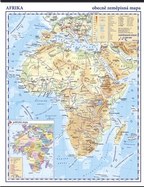 Afrika fyzická nástěnná mapa