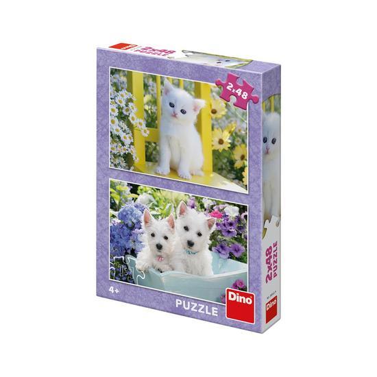 DINO Puzzle Kotě a Westíci 2x48 dílků - 381629DIN