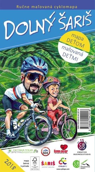 Levně Ručne maľovaná cyklomapa Dolný Šariš