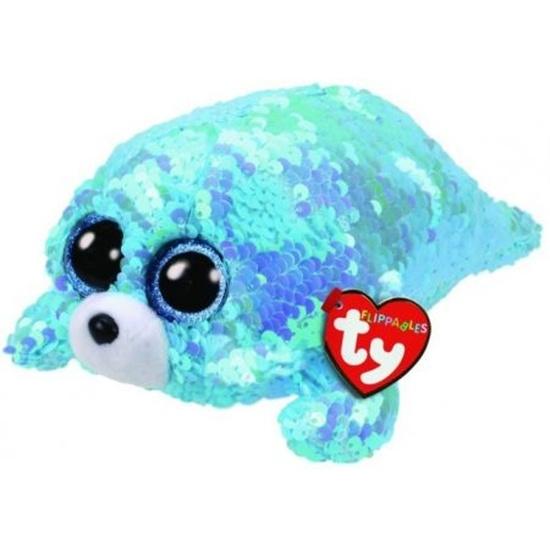 Beanie Boos Flippables Waves s flitry modrý tuleň 15 cm