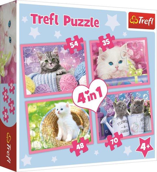 TREFL Puzzle Hravá koťata 4v1 (35,48,54,70 dílků) - 34330