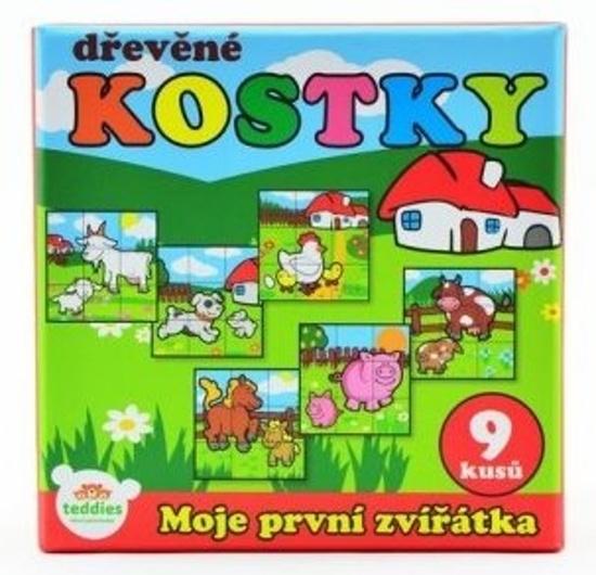 Levně TEDDIES Obrázkové kostky Moje první zvířátka, 9 kostek