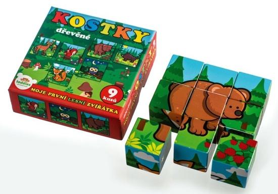 Levně TEDDIES Obrázkové kostky Moje první lesní zvířátka, 9 kostek
