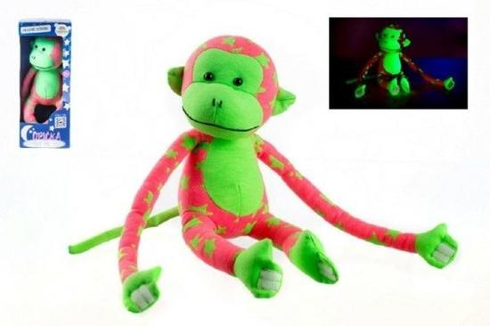 Teddies Opice svítící ve tmě růžovo-zelená - et00515007