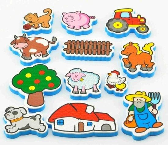 Levně Teddies Vodolepky Moje první zvířátka farma pěnová sada se síťkou 12ks