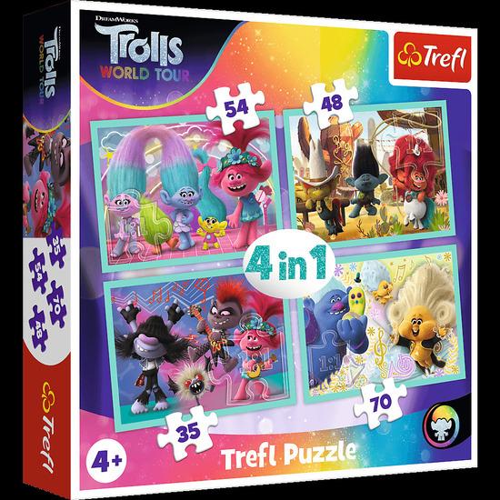 TREFL Puzzle Trollové 2: Světové turné 4v1 (35,48,54,70 dílků) - 34336