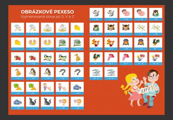 Pexeso Vyjmenovaná slova S + V + Z