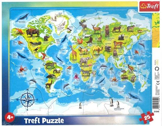 TREFL Puzzle Mapa světa se zvířátky 25 dílků - 31340
